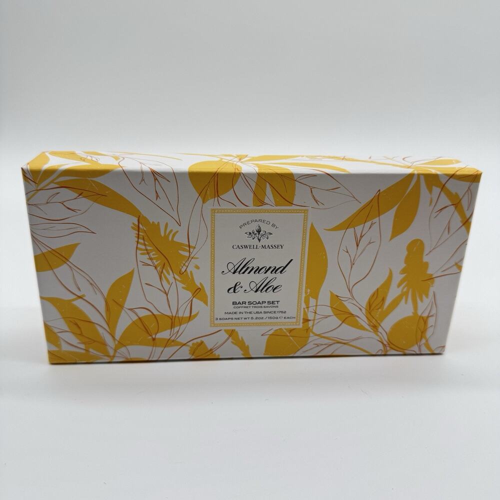 CASWELL-MASSEY ALMOND ALOE SEALED SOAP 3 CAKES 2.8ozEACH NEW IN BOX